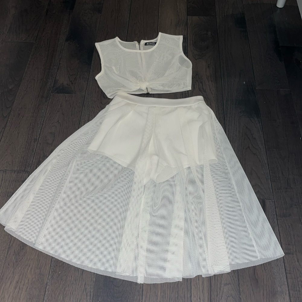 White mesh two piece set